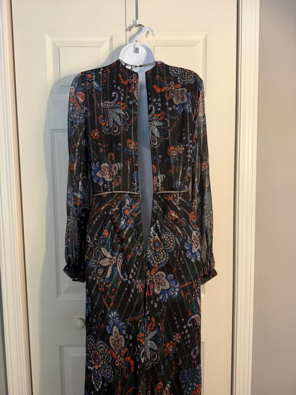 Veronica Beard Kaira Dress long sleeve V neck maxi dress size 2 silk - Picture 12 of 16
